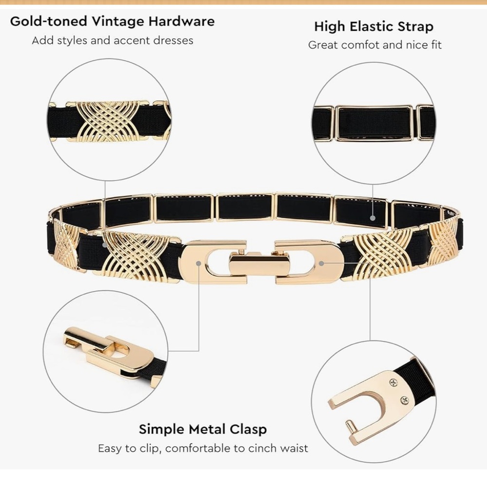 Elegant Gold and Black Women's Belt